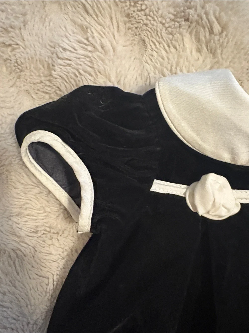 Vintage Black Girls Dress with White Peter Pan Collar